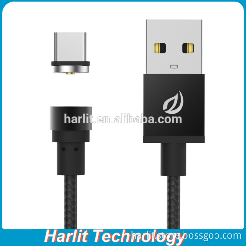 Hot Sell Nylon Braided USB Charge Cables With Magnetic Micro USB Connector For Mobile Phone Charge Black Color